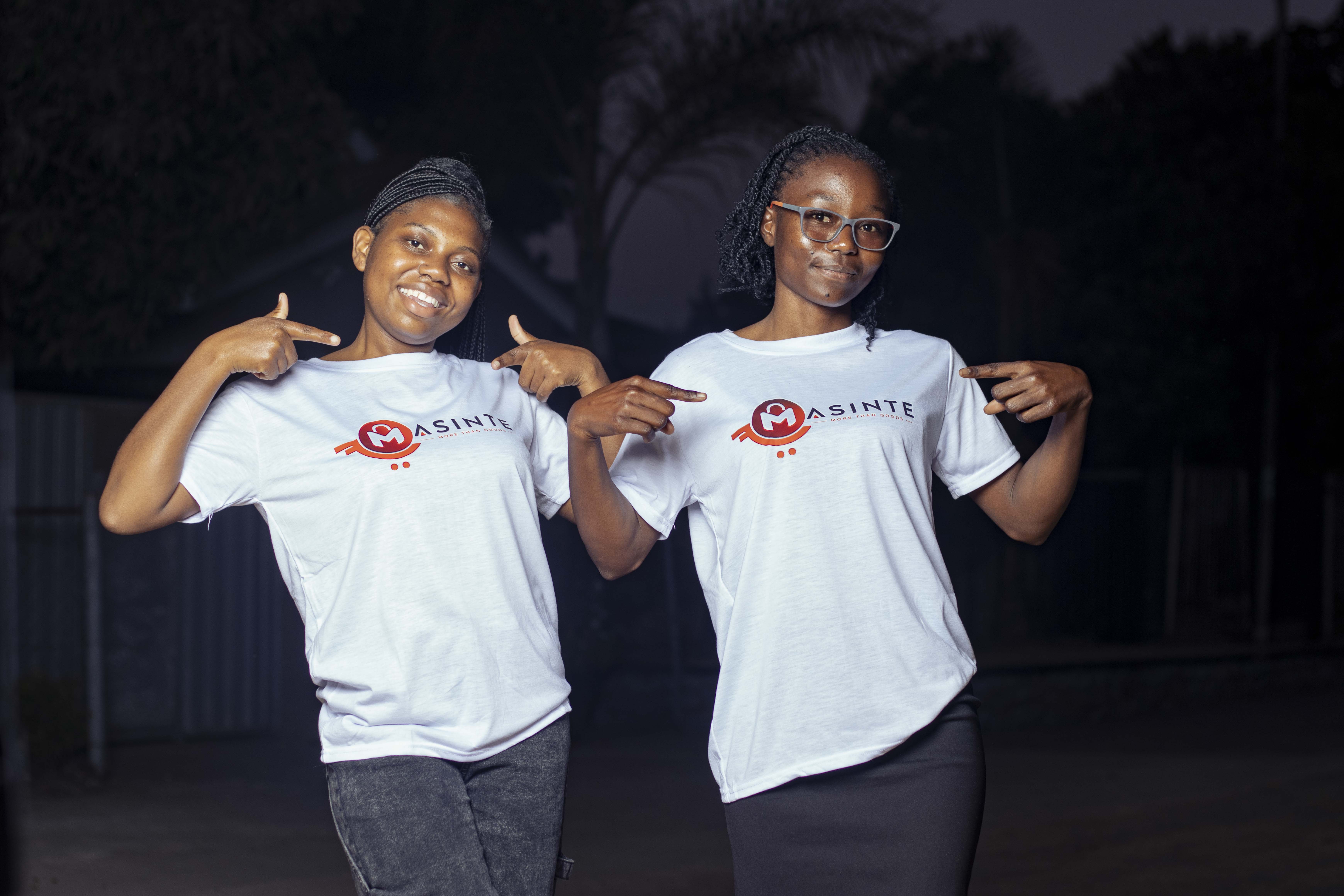 The Masinte team wearing Masinte branded t-shirts